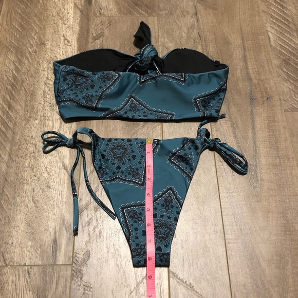 NWT SM Green black star heart bandeau bow string final price - Picture 4 of 9